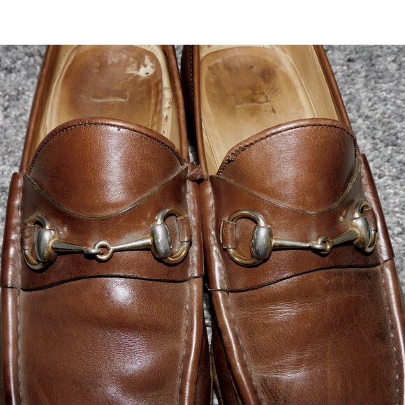Vintage Gucci Men's Horsebit Brown Leather Loafers - Size 10.5 US - 44 EU - Picture 2 of 10